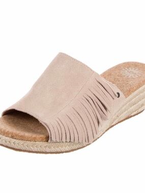 UGG Beige Suede Danes Fringe Wedge size 8